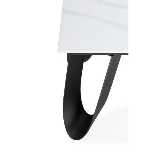 Witte salontafel van steen en metaal, 120 x 65 x 44,5 cm | Aila