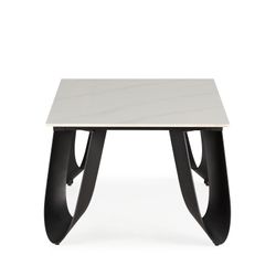 Witte salontafel van steen en metaal, 120 x 65 x 44,5 cm | Aila
