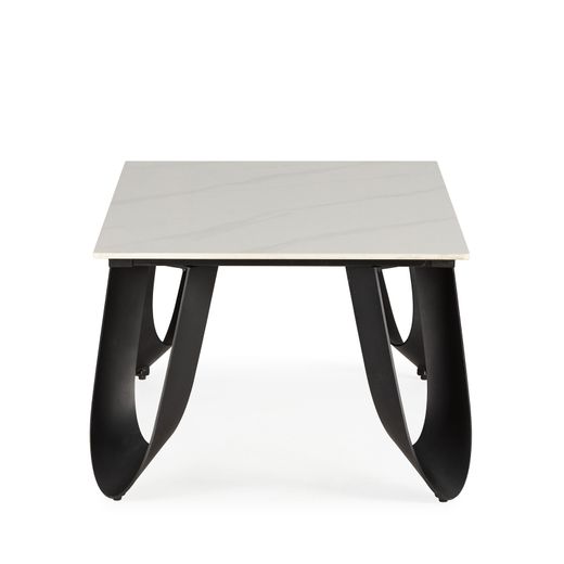 Witte salontafel van steen en metaal, 120 x 65 x 44,5 cm | Aila
