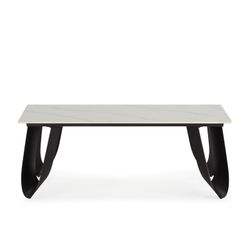 Witte salontafel van steen en metaal, 120 x 65 x 44,5 cm | Aila
