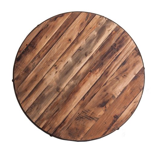 Τραπεζάκι σαλονιού Pine ανακυκλωμένο Minot Wood/Μαύρο, Ø80x45cm