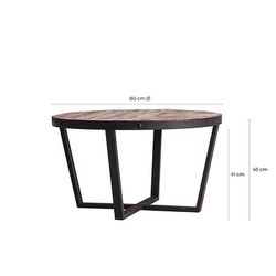 Τραπεζάκι σαλονιού Pine ανακυκλωμένο Minot Wood/Μαύρο, Ø80x45cm