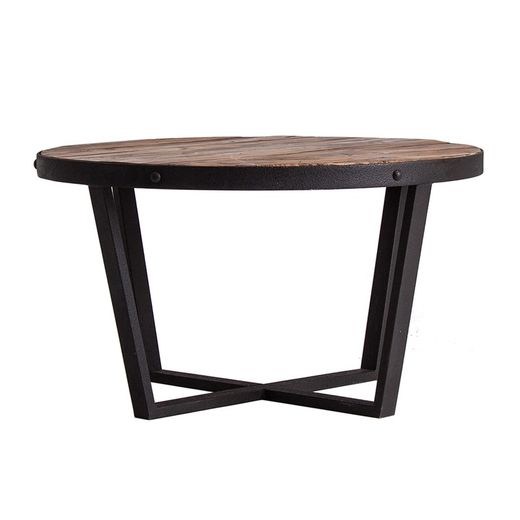 Τραπεζάκι σαλονιού Pine ανακυκλωμένο Minot Wood/Μαύρο, Ø80x45cm