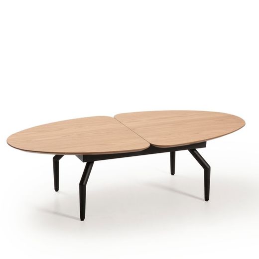 Eiken salontafel en zwart frame, 120 x 60 x 35 cm