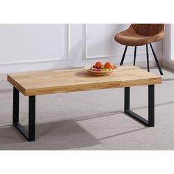 Soffbord i ek och metall i ljus natur och svart, 120 x 60 x cm | Naturlig