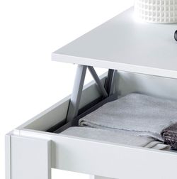 Vitt lyftbart soffbord, 100 x 50 x 43/54 cm