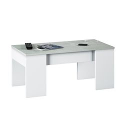 White lift-up coffee table with concrete finish, 100 x 50 x 45/56 cm