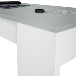 White lift-up coffee table with concrete finish, 100 x 50 x 45/56 cm