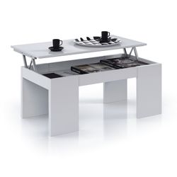 Lift-up coffee table gloss white, 100 x 50 x 43/54 cm