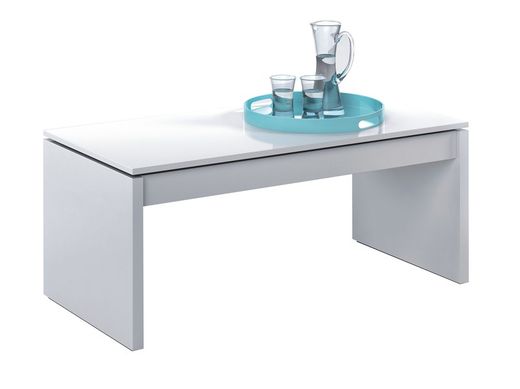 Lift-up coffee table gloss white, 100 x 50 x 43/54 cm