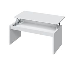 Lift-up coffee table gloss white, 100 x 50 x 43/54 cm