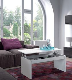 Lift-up coffee table gloss white, 100 x 50 x 43/54 cm