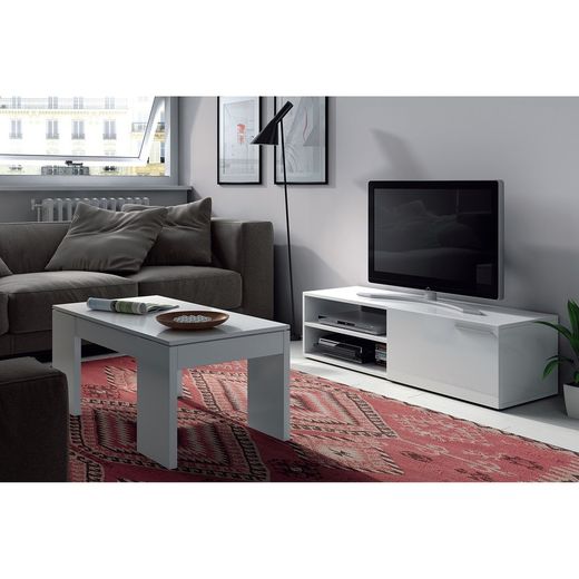 Lyftbart soffbord glansigt vitt, 100 x 50 x 43/54 cm