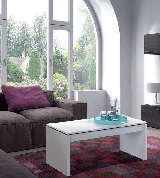 Lift-up coffee table gloss white, 100 x 50 x 43/54 cm