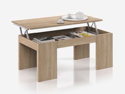 Lift-up coffee table in oak color, 100 x 50 x 43/54 cm