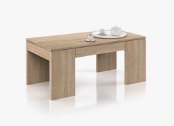 Lift-up coffee table in oak color, 100 x 50 x 43/54 cm