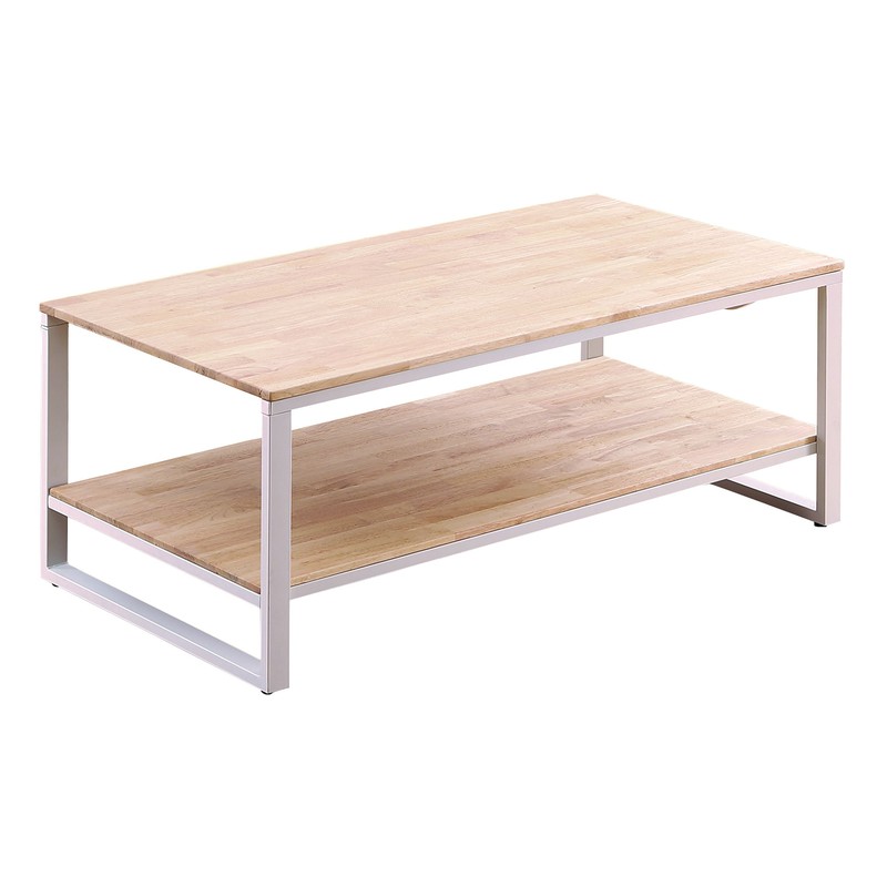 Opklapbare salontafel naturel/wit en metaal, 120 x 60 45/60 cm | Qechic