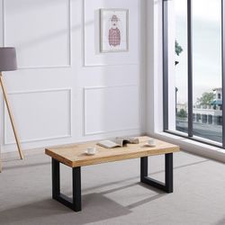 Table basse relevable en bois naturel/noir et métal, 120 x 60 x 47,5/62,5 cm | grenier