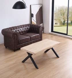 Tavolino rialzato in legno naturale/nero e metallo, 120 x 66 x 47/60 cm | Xena