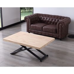 Τραπεζάκι σαλονιού από φυσικό/μαύρο ξύλο και μέταλλο, 120 x 80 x 49/76 cm | Zoé