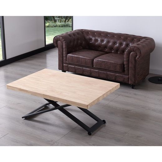 Τραπεζάκι σαλονιού από φυσικό/μαύρο ξύλο και μέταλλο, 120 x 80 x 49/76 cm | Zoé