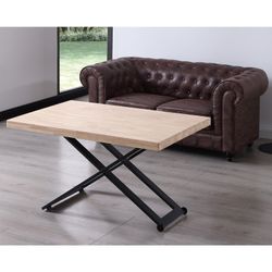 Τραπεζάκι σαλονιού από φυσικό/μαύρο ξύλο και μέταλλο, 120 x 80 x 49/76 cm | Zoé