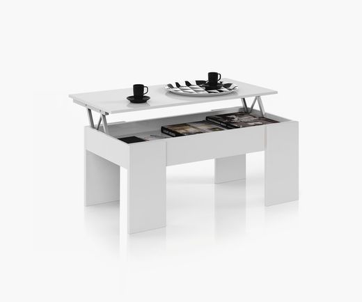 Witte houten opklapbare salontafel, 100x50x45 cm | loire | LOIRE