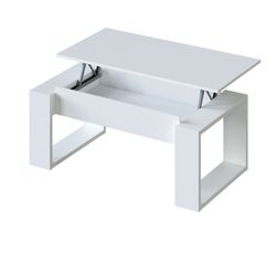 White wooden lift-up coffee table, 105x55x45 cm | URBAN