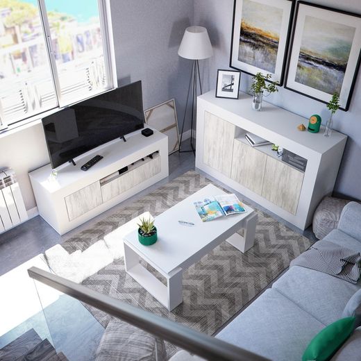 White wooden lift-up coffee table, 105x55x45 cm | URBAN