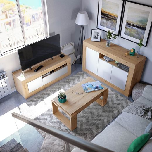 Table basse relevable Urban en bois naturel, 105x55x45 cm | URBAIN