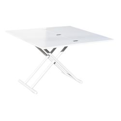 Höhenverstellbarer und ausziehbarer Couchtisch aus weißem Holz und Metall, 100 x 50/100 x 48/74,5 cm | oben unten