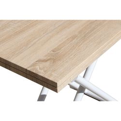 Höhenverstellbarer und ausziehbarer Couchtisch in Holz natur/weiß und Metall, 100 x 50/100 x 48/74,5 cm | oben unten