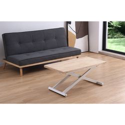 Höhenverstellbarer und ausziehbarer Couchtisch in Holz natur/weiß und Metall, 100 x 50/100 x 48/74,5 cm | oben unten