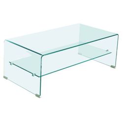 Mesa de centro de vidro curvo, 110 x 55 x 34 cm