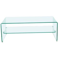 Mesa de centro de vidro curvo, 110 x 55 x 34 cm