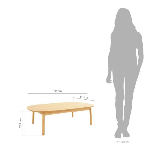 Soffbord i ask trä (110 x 60 x 32,5 cm) | Lezquer-serien