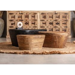 Lestans Teak Wood Coffee Table in Brown, 70 x 60 x 33 cm