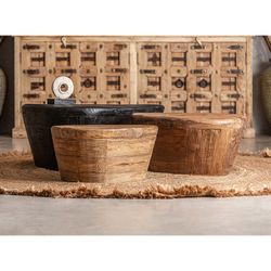 Lestans salontafel van zwart teakhout, 90 x 72 x 37 cm