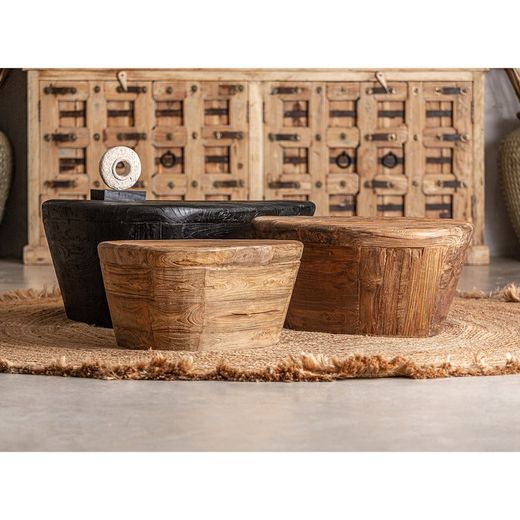 Lestans salontafel van zwart teakhout, 90 x 72 x 37 cm