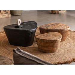 Lestans salontafel van zwart teakhout, 90 x 72 x 37 cm