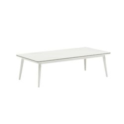 Garden coffee table in aluminium and white porcelain, 130 x 60 x 35 cm | Irvine