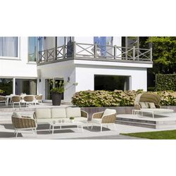 Aluminum and nautical rope garden sofa set in white and taupe | Irvine