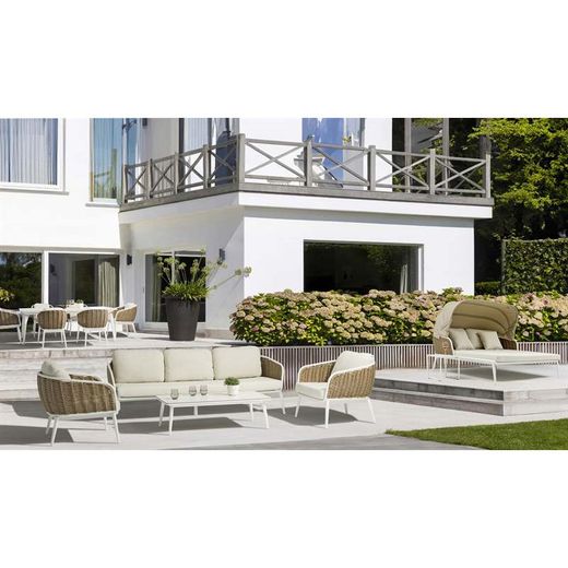 Conjunto de sofás para jardín de aluminio y cuerda náutica en blanco y topo | Irvine