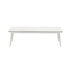 Garden coffee table in aluminium and white porcelain, 130 x 60 x 35 cm | Irvine