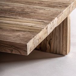 Pure salontafel van natuurlijk gerecycled teakhout, 100 x 100 x 26 cm