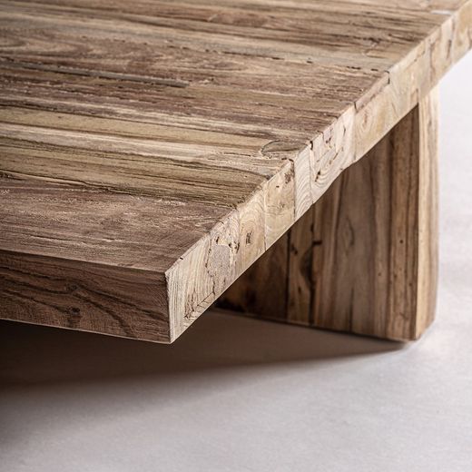Pure salontafel van natuurlijk gerecycled teakhout, 100 x 100 x 26 cm