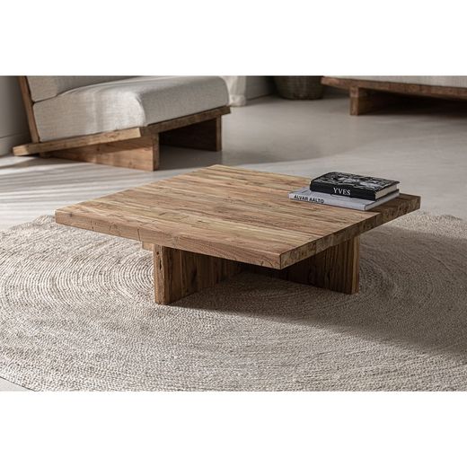 Pure salontafel van natuurlijk gerecycled teakhout, 100 x 100 x 26 cm