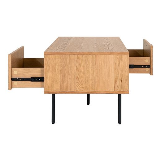 Rechthoekige salontafel in natuurlijk eikenfineer, 100 x 50 x 45 cm | Kioto