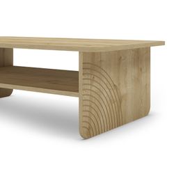 Rektangulært sofabord i træ i egetræsfarve, 110 x 60 x 35 cm | Daira