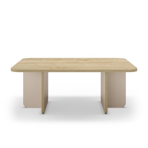 Rechteckiger Couchtisch aus Eiche und Creme, 100 x 60 x 42 cm | Hillary